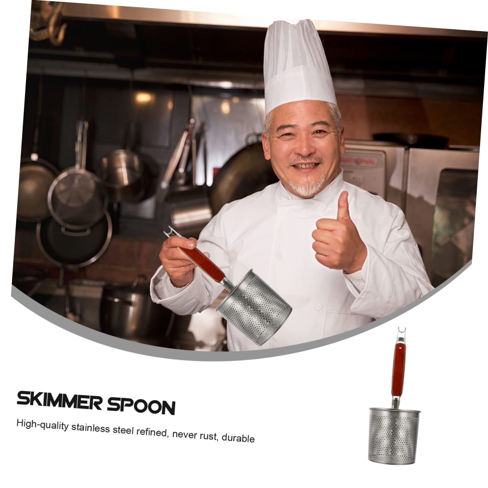 FUNOMOCYA 1Pc Stainless Steel Frying Strainer Skimmer Tool Ergonomic Design for Easy Holding for Draining Chips Vegetables and Meats Kitchen Utensil