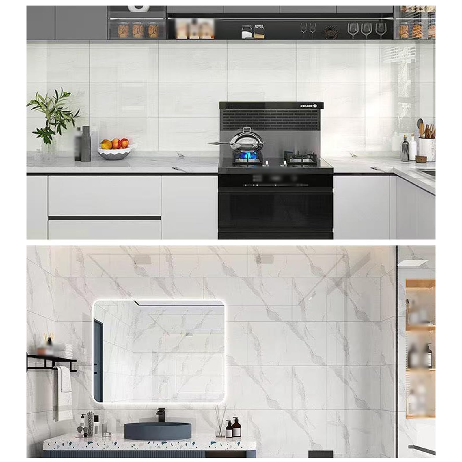 Adesivi per Piastrelle Marmo,Piastrelle Adesive Marmo Impermeabili,Pannello TV Effetto Marmo,per Decorare Le Pareti di Soggiorno,Camera da Letto,Cucina,Bagno