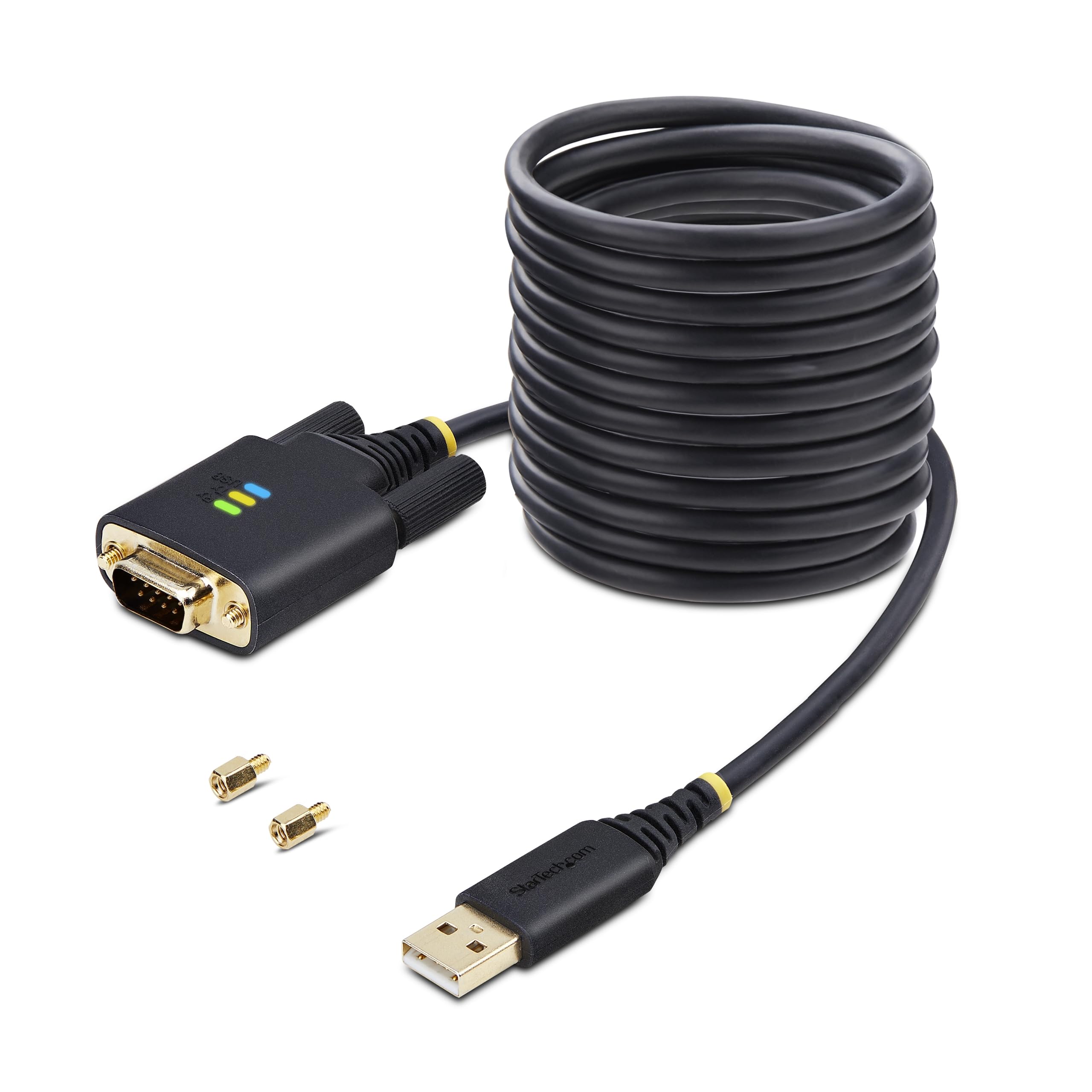 StarTech 3m USB Seriell Adapterkabel, USB-A auf DB9 RS232, FTDI IC, COM Retention, LED, wechselbare DB9 Schrauben und Muttern