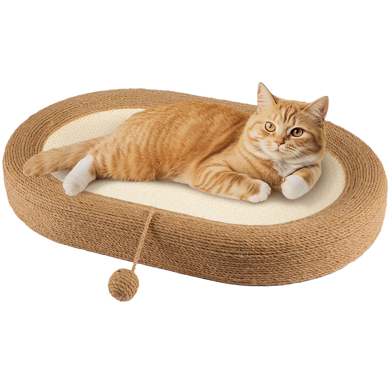 Youyijia Cat Scratcher 24-Inch Cat Scratcher Bed 3 in 1 Sisal Cat Scratcher No Debris Cat Scratchers for Indoor Cats Bottom Anti-Skid Movable with Toy Balls for Cats Kitten