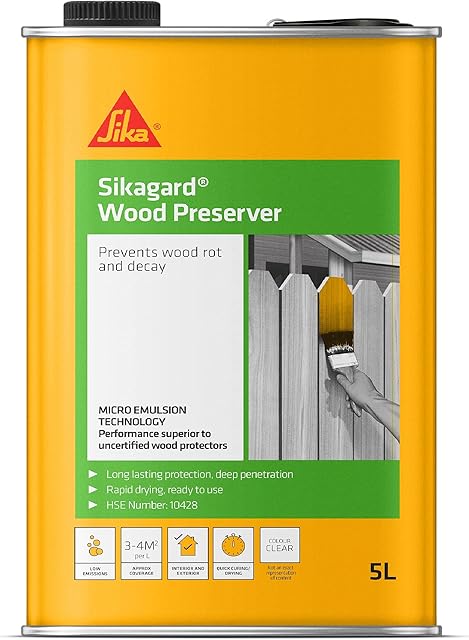 Sika Sikagard Wood Preserver | Penetrates and preserves for long-lasting protection - 5 Litre - Clear
