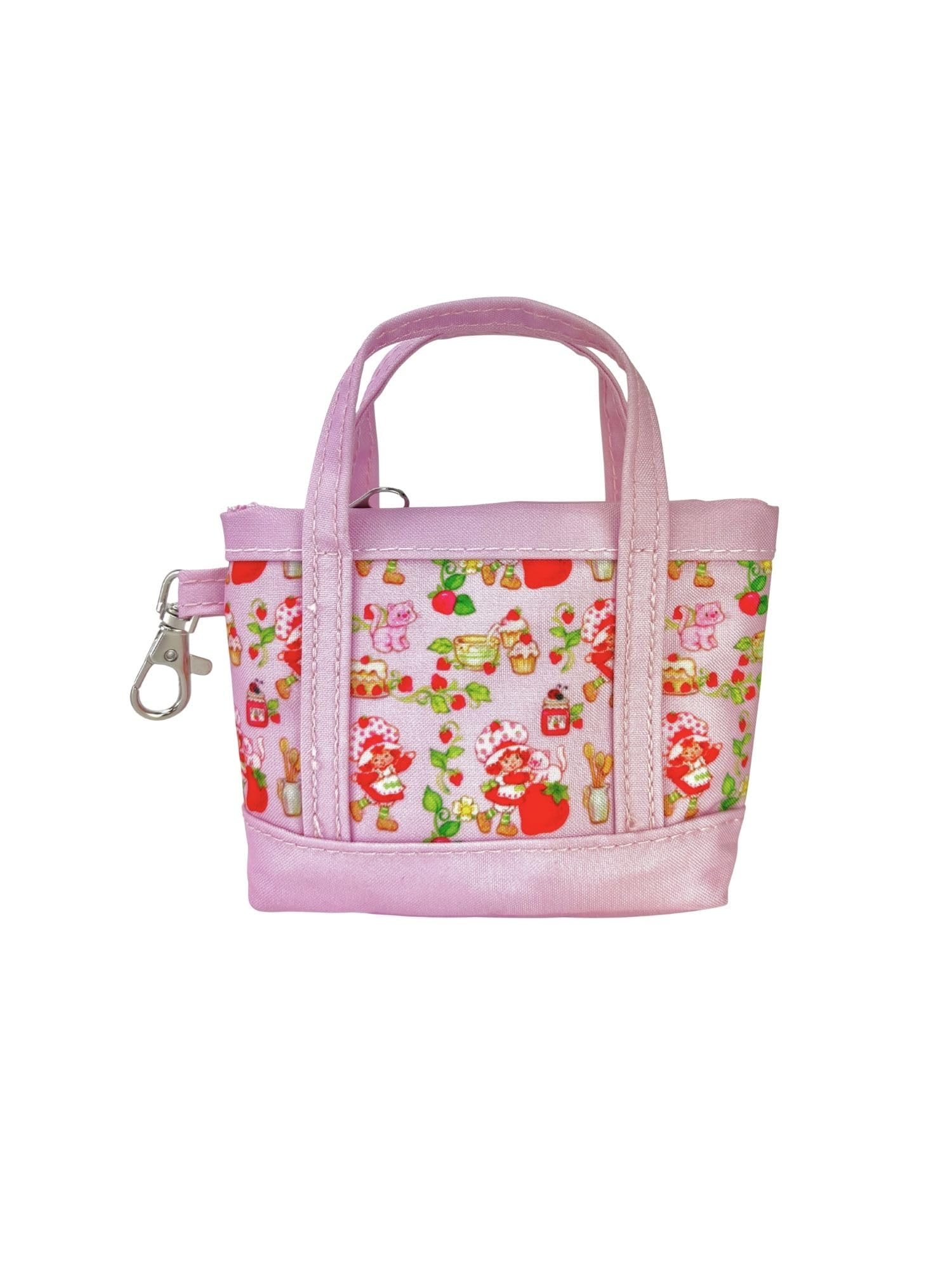 Strawberry Shortcake Mini Tote Canvas Bag Charm Keychain Purse