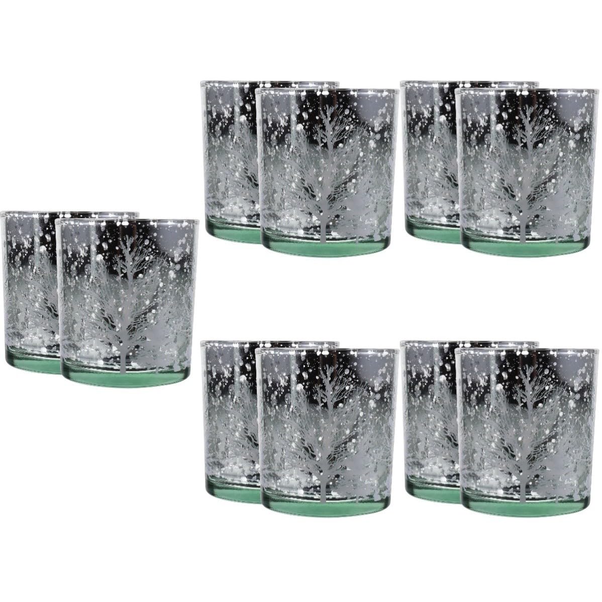 Toyvian 10 Unidades Portavelas de Cristal Navideño Diseño de Árbol de