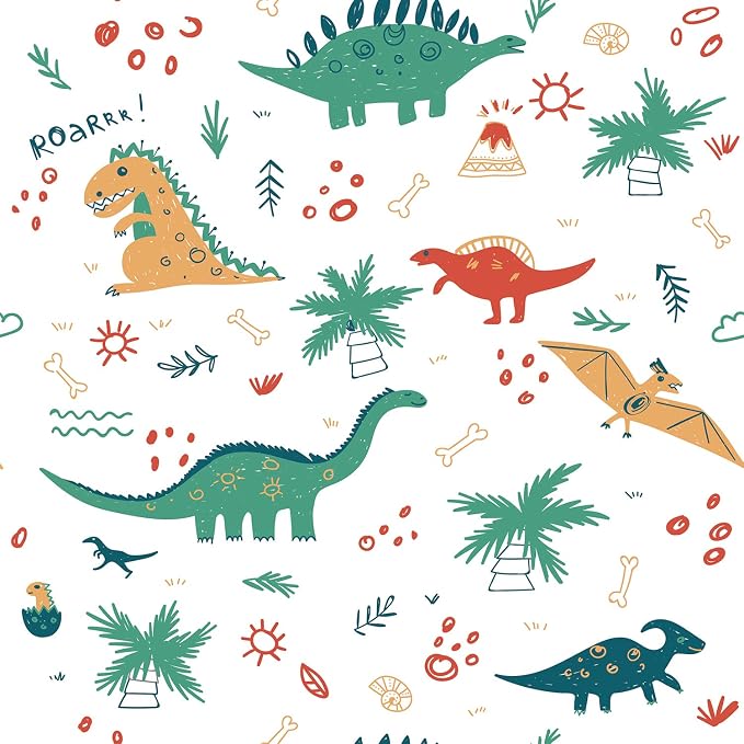 Amazing Wall Peel And Stick Wallpaper Cartoon Dinosaur Self Adhesive Nursery Room 500cm Amazon Com
