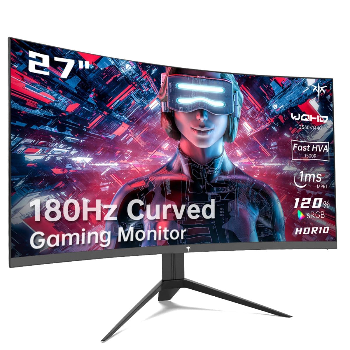 KTC Curved Gaming Monitor 27” KTC 27 inch Gaming Monitor, QHD(2560x1440P) Curved Monitor, 180Hz