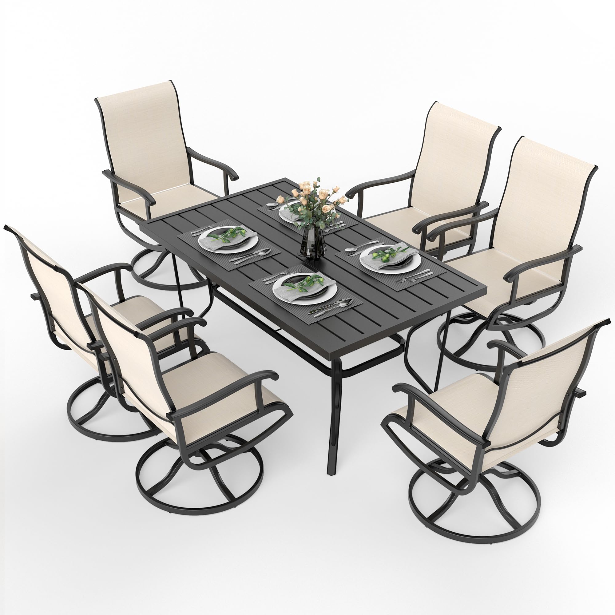 Pamapic 7 Pieces Patio Dining Set, Outdoor Dining Set
