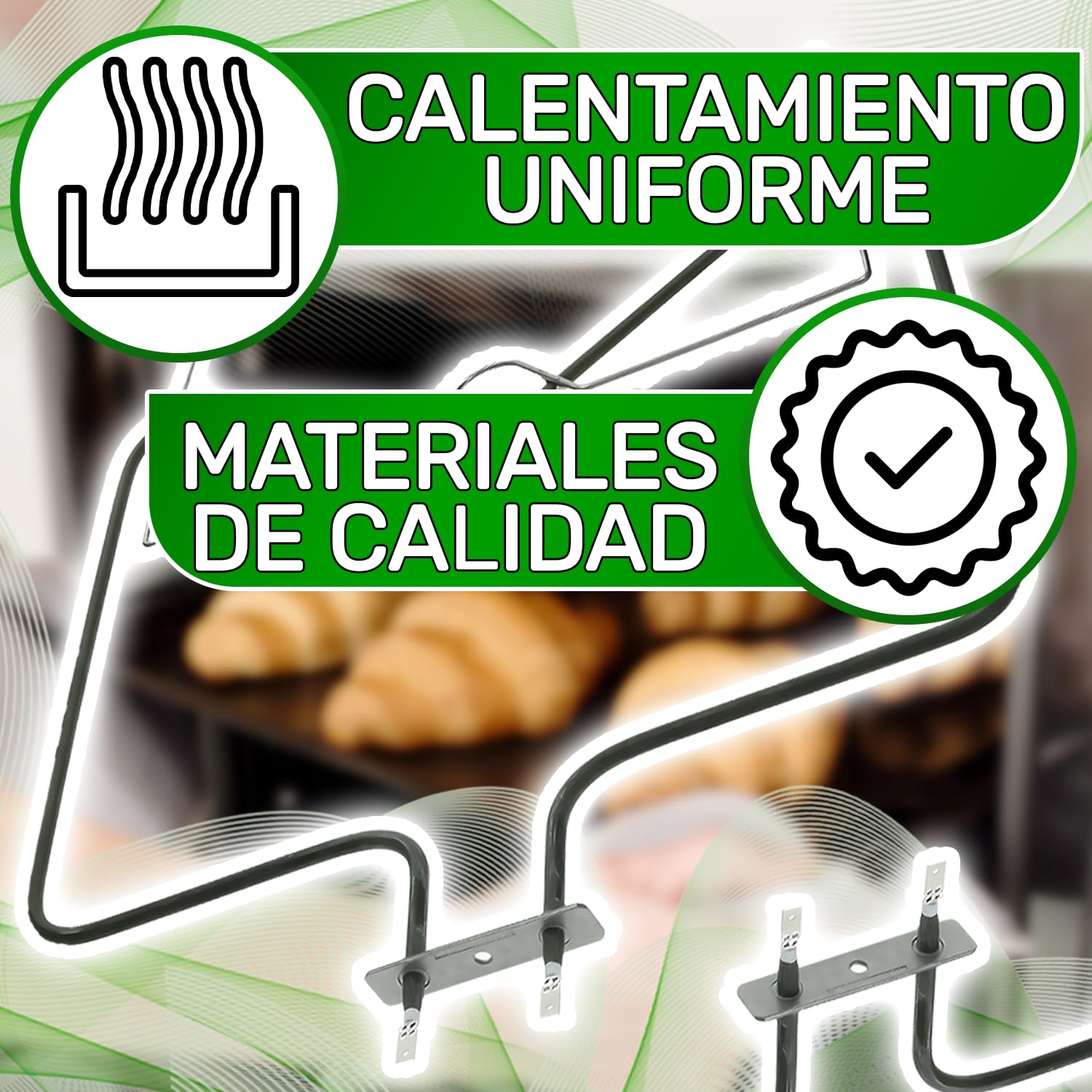 Resistencia Horno 1150W 230V 481010375734 para Whirlpool para Bauknecht C00324022 para Indesit 20.41494.000 para EGO - Elemento Calefactor - Garantía de 5 Años - ONIX TECH