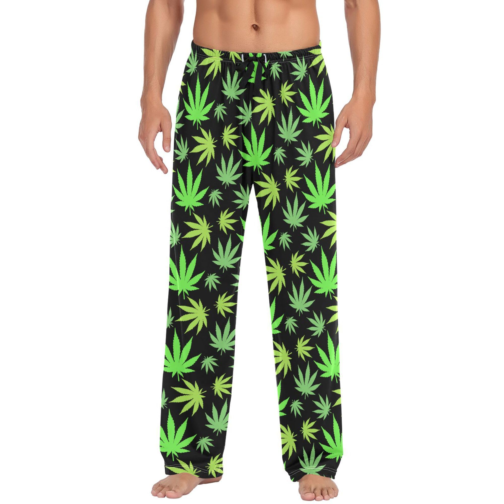 GenericLeaves Black Men's sleep pants Pajama Pants Sleepwear Lounge Pajama Bottoms