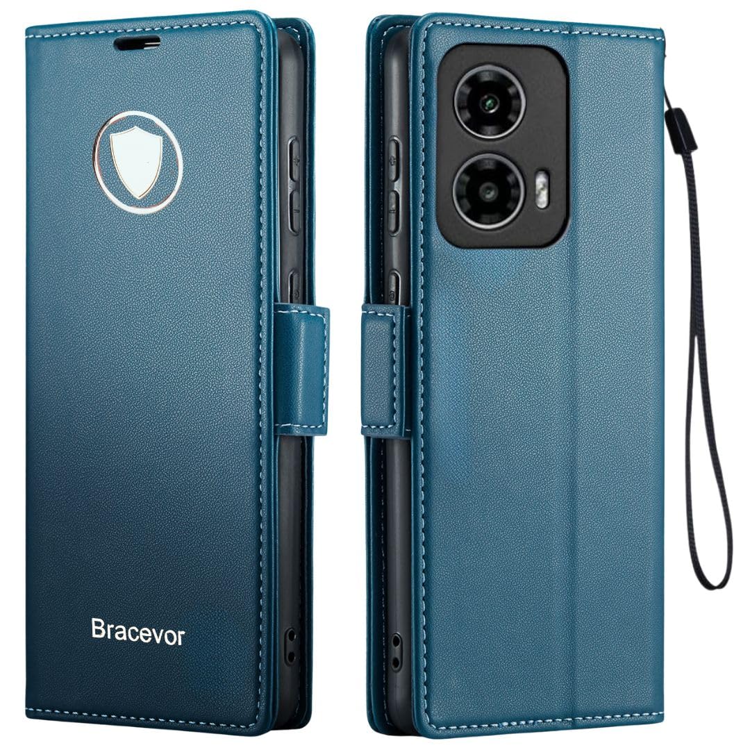 Bracevor Deluxe Leather Flip Cover case for Motorola Edge 50 Fusion 5G : Blue | PU Wallet Card Slots | Kickstand | 360 Degree Protection (B0DBVGJMWL) Amazon Price History, Amazon Price Tracker