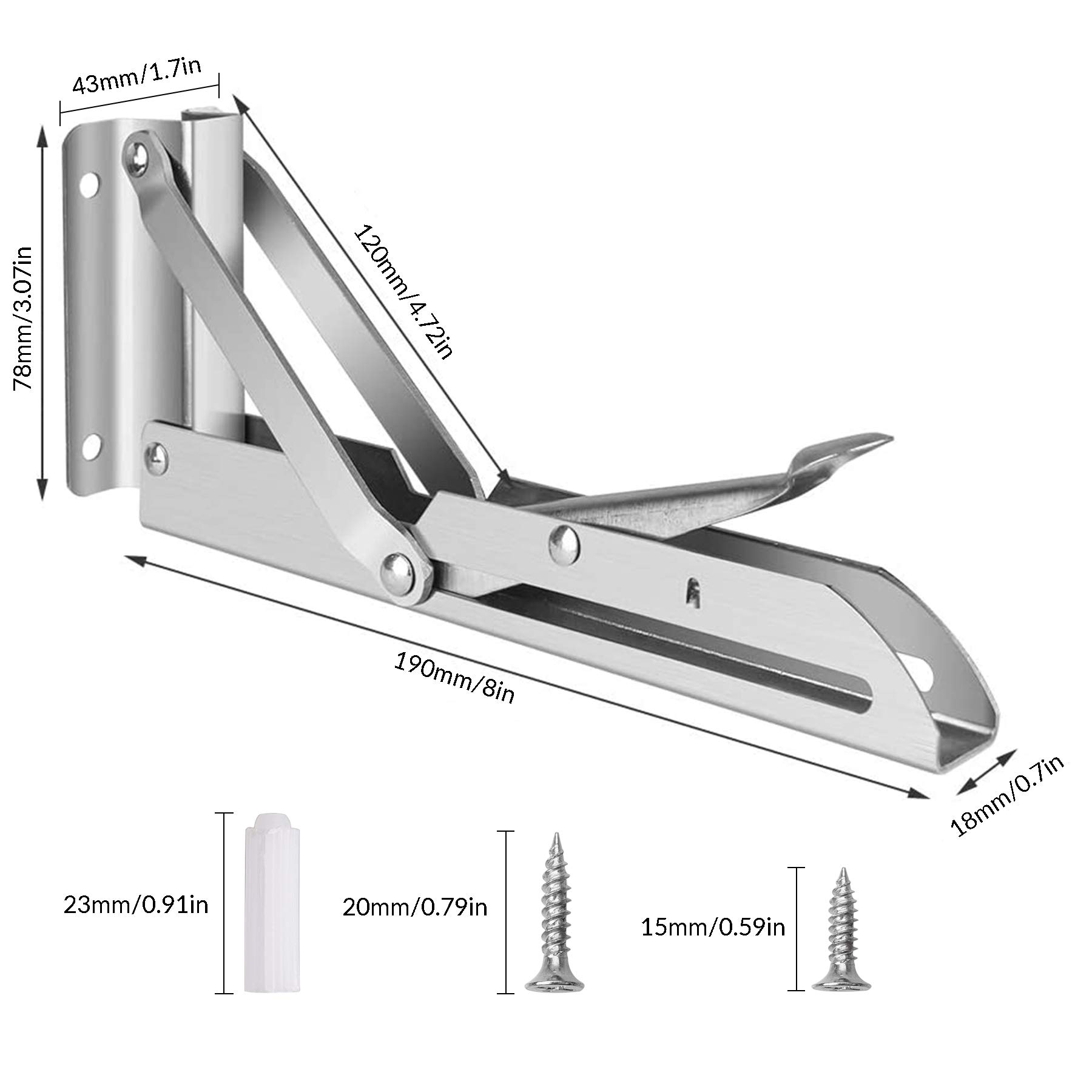Buy Folding Shelf Bracket 8 Inch, 2 Pack Stainless Steel Folding
