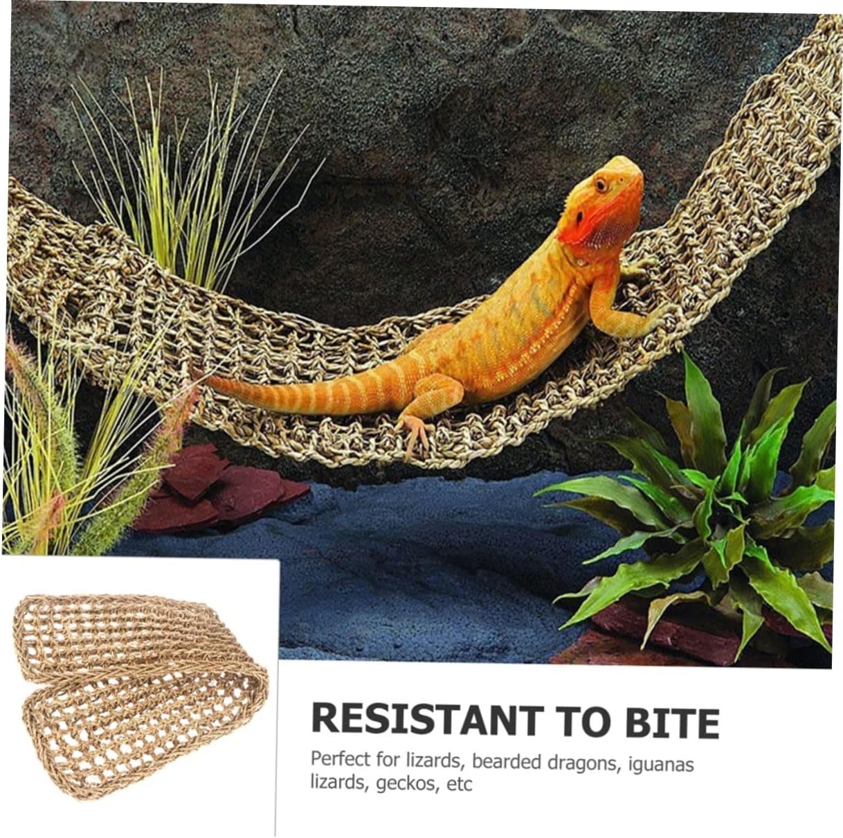 Toyvian 2Pcs Seagrass Reptile Hammocks Lizard Loungers Pet Cushions for Lizards Iguanas Geckos Easy to Install Natural Material Pet Beds