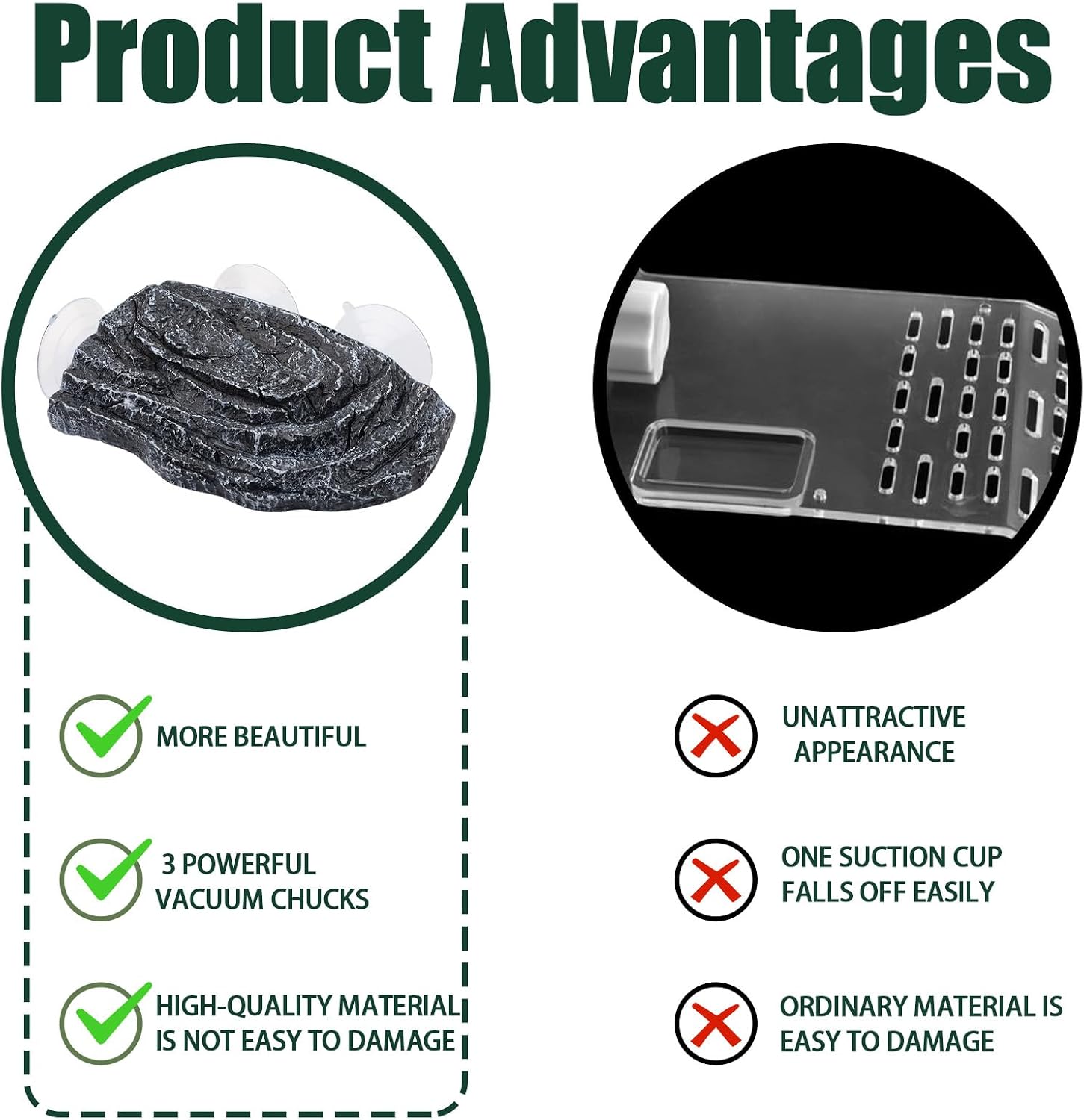 Basking Platform for Aquatic Turtles, Rock Suction Cup for Aquarium