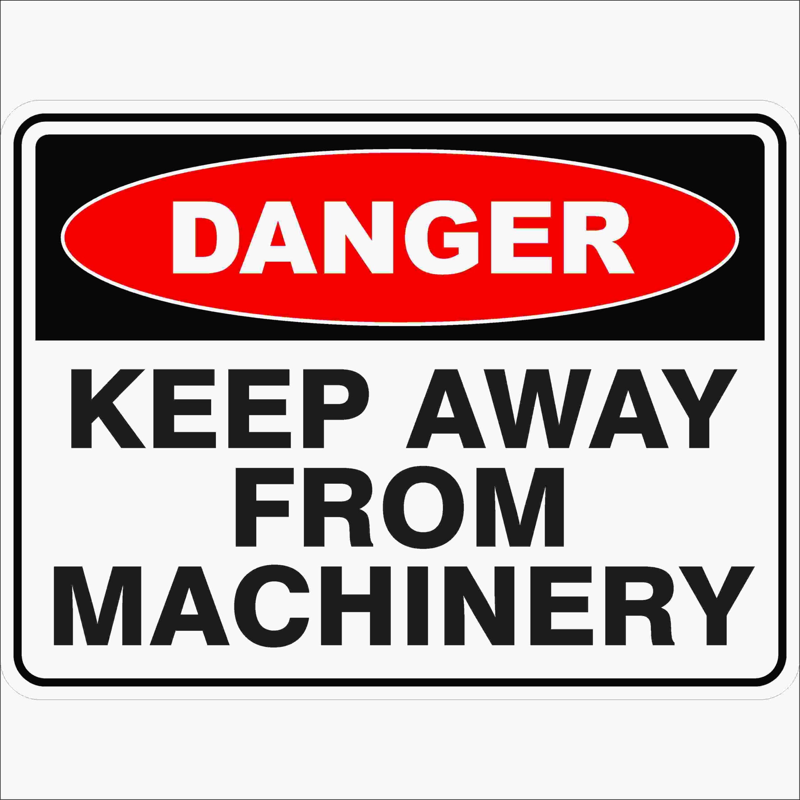Keep Away From Machinery Danger Signs, 12x8 Metal Tin Sign, safety reminder around running industrial machines.