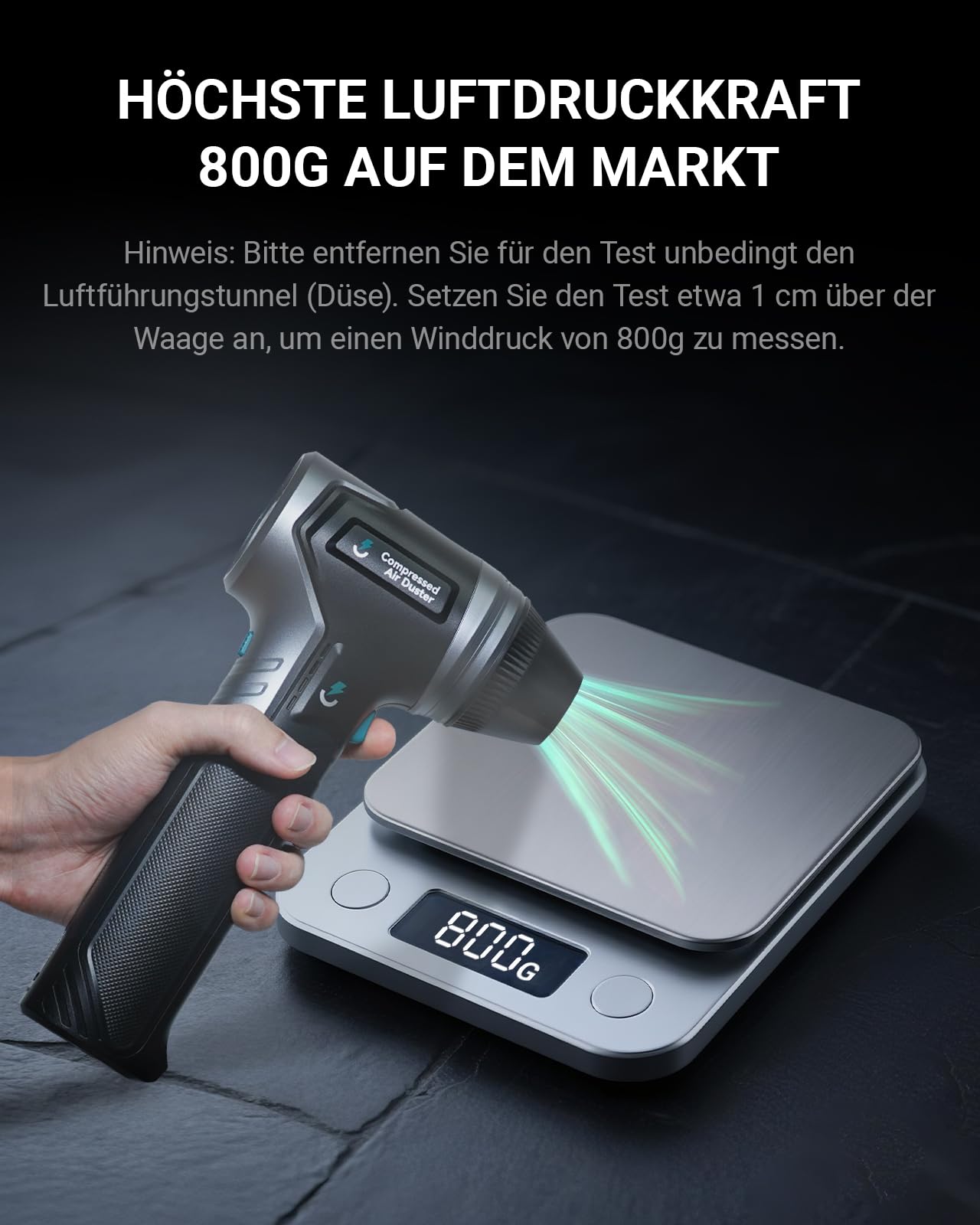 T800 Electric Air Duster 800G Luftdruck Super Power Cordless Air Duster, wiederaufladbare Druckluftspray Luftgebläse, einstellbare Gebläse mit Akku, Staubgebläse für PC, Outdoor, Haus, Auto