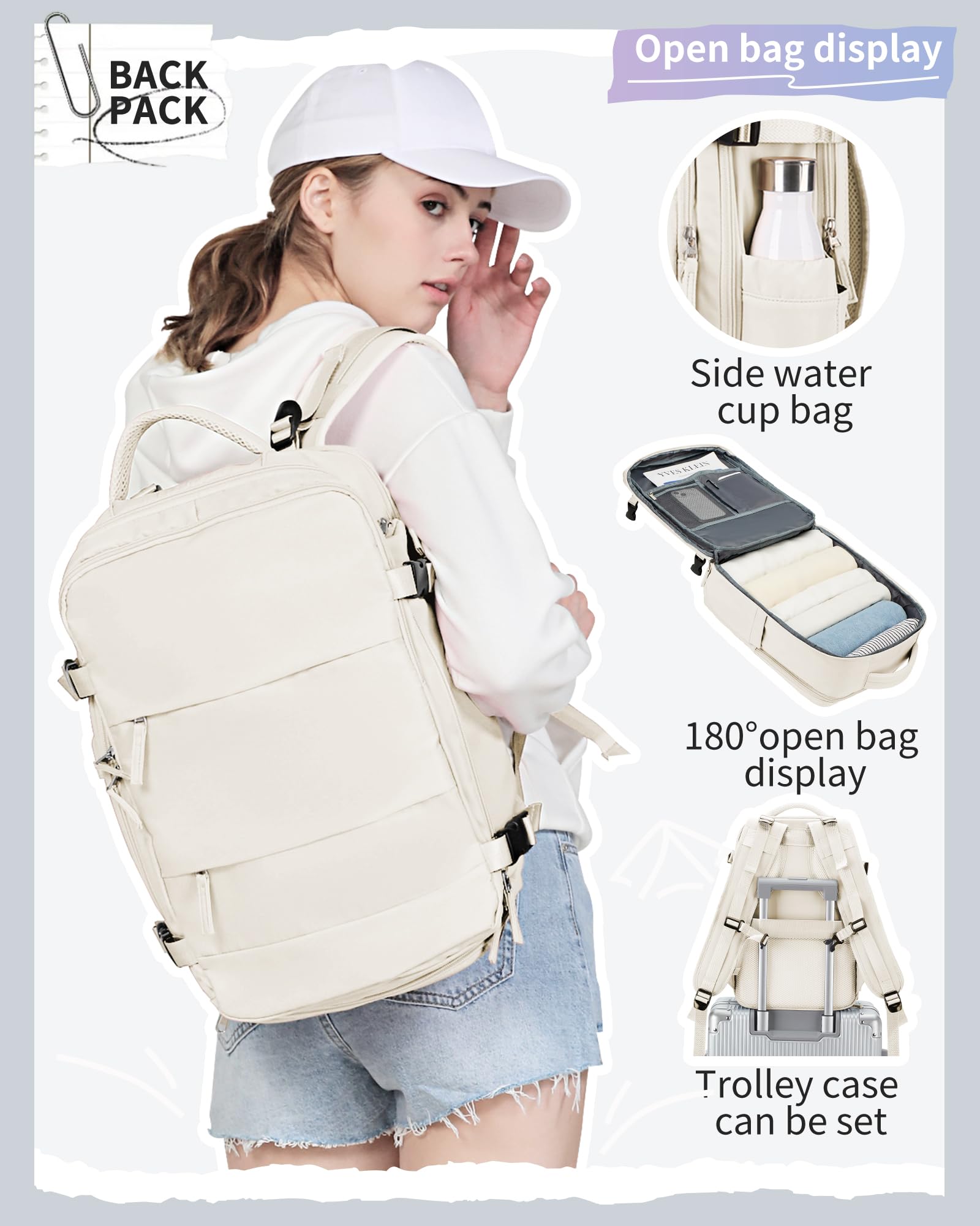 SZSYCN Borse da cabina per Ryanair 40x20x25 Bagaglio a mano Easyjet 45x36x20,zaino viaggio 40x20x25 Ryanair,zaino casual per laptop da 14 pollici per scuola con porta di USB