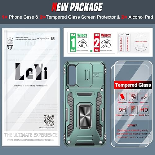 Miniatura 8 de LeYi Funda para Galaxy A13 5G funda Samsung A13 con cubierta deslizante para cámara + 2 paquetes protector de pantalla, funda de teléfono de grado