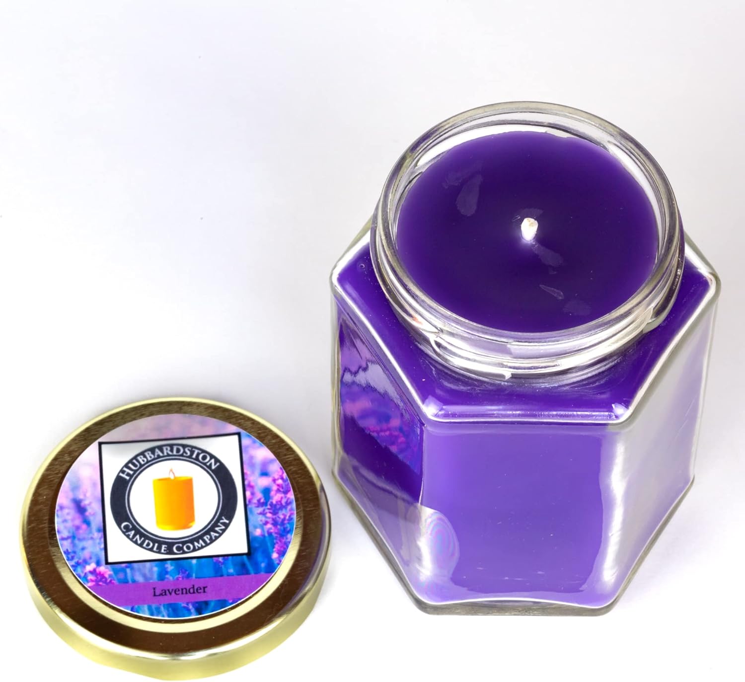 Lavender Scented 100% Beeswax Jar Candle, 12 Ounce Hand Poured by Hubbardston Candle Company