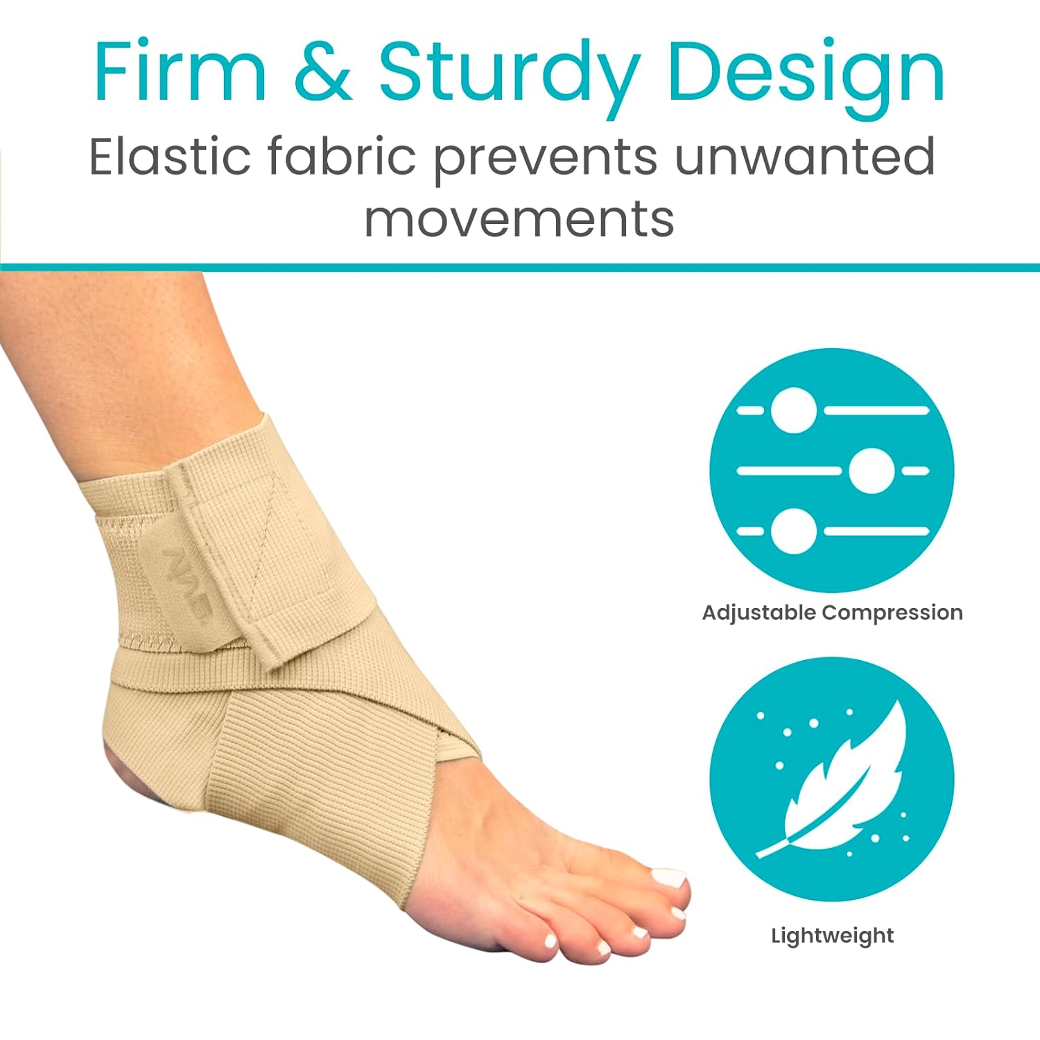 Vive Ankle Wrap (2 Pack) - Strap Heel Brace Stabilizer for Sprained Foot - Breathable, Soft, Firm Compression Sport Sleeve for Swelling - Adjustable Nonslip Elastic Support for Tendonitis (Women, Men)