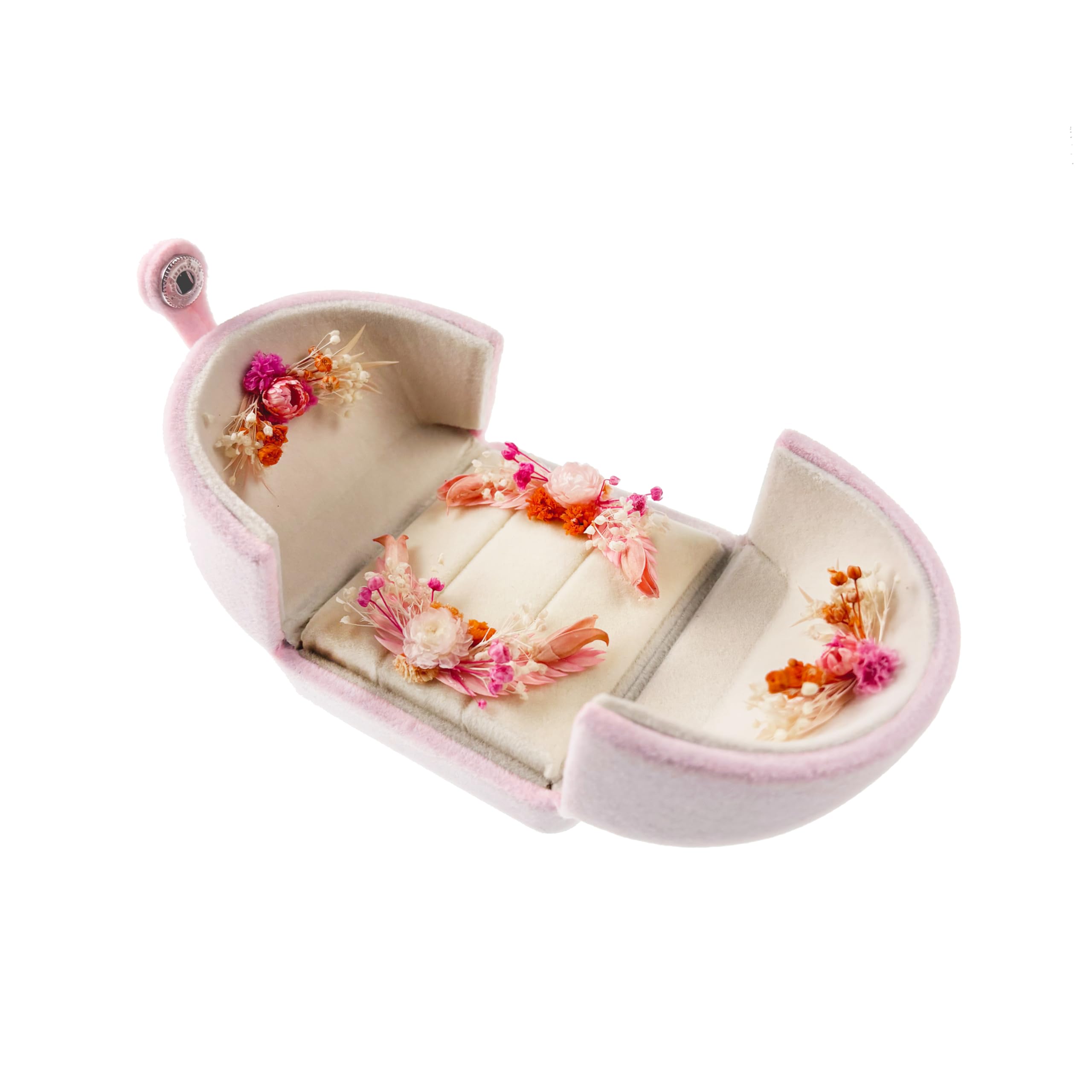 Support de bague de fiançailles rose avec fleurs éternelles pour demande