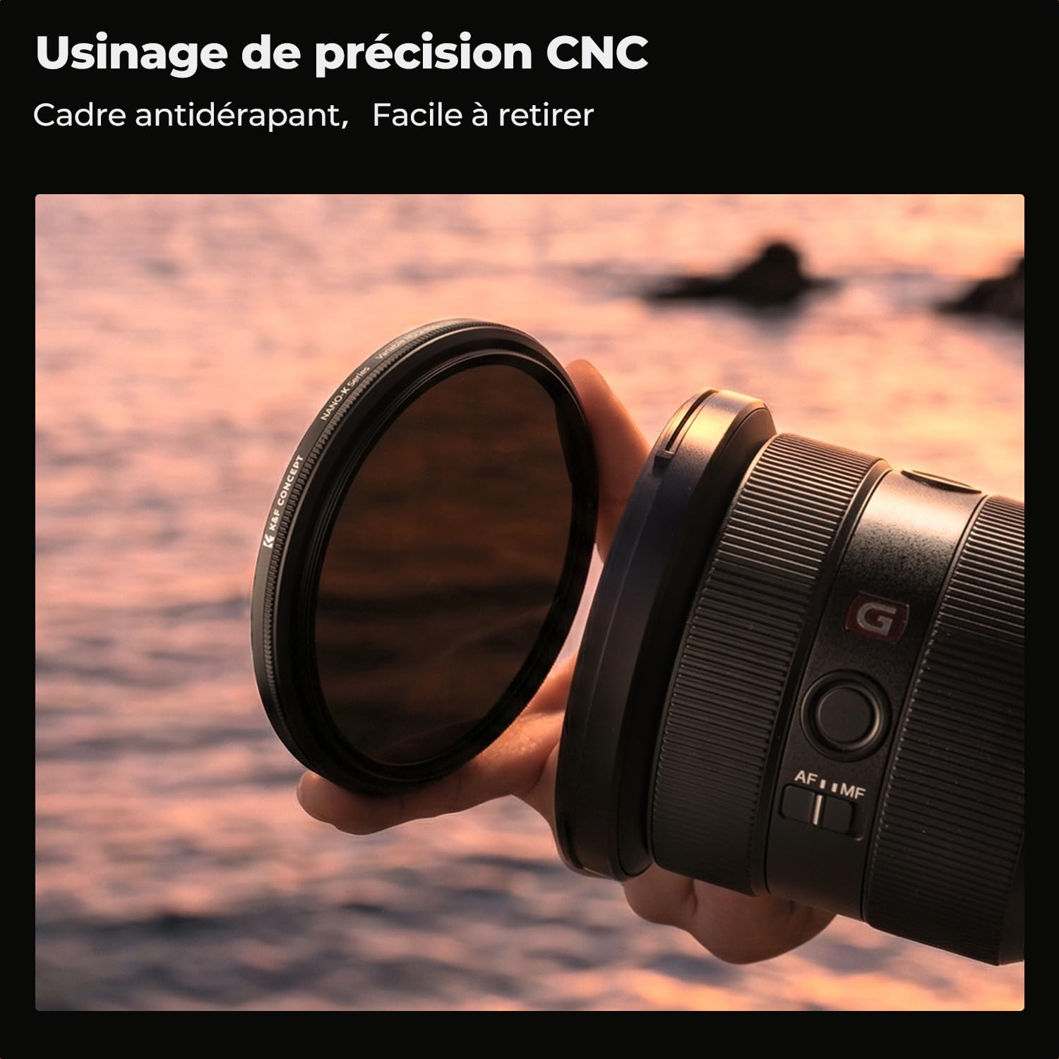K&F CONCEPT Filtre ND Variable 49mm Densité Neutre ND2-ND400 avec Revêtement et 3 Chiffons de Nettoyage pour Objectif Appareil Photo Numérique Reflex
