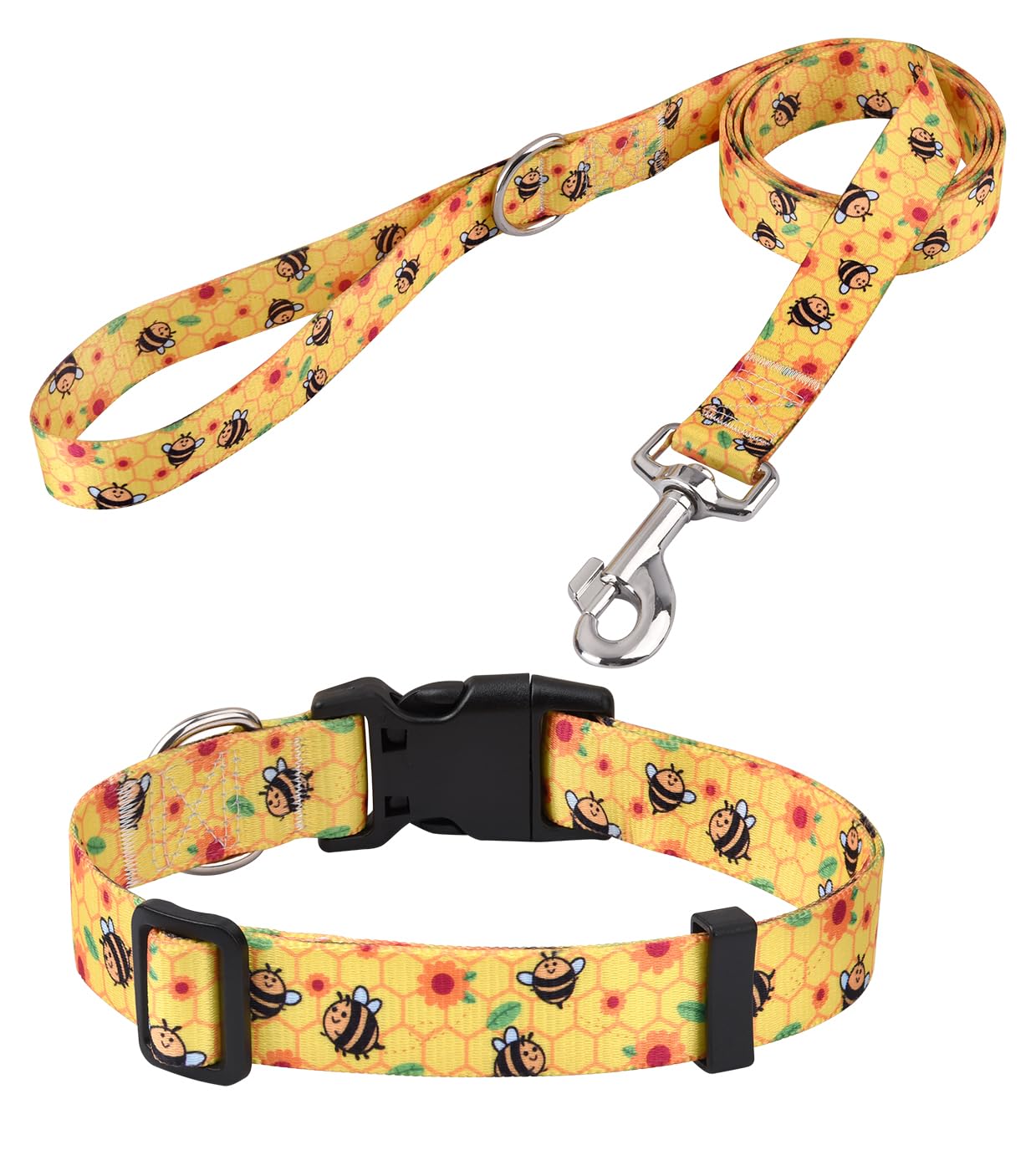 Mihqy Dog Collar and Lead Set including Bohemia Floral Tribal Geometric Patterns