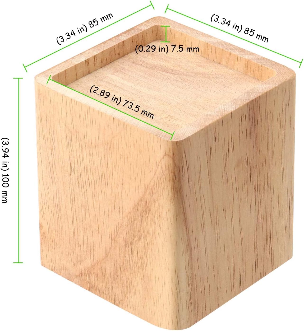 6 Pack Wood Bed Risers, 4 Inch Natural Square Dark Wood Furniture Lifters, Heavy Duty Wood Extenders for Beds, Tables, Sofas, Dressers, Bookcases, Create Storage Space