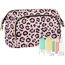 Quilted Makeup Bag Colorful Leopard Travel Toiletry Bag Cosmetic Pouch