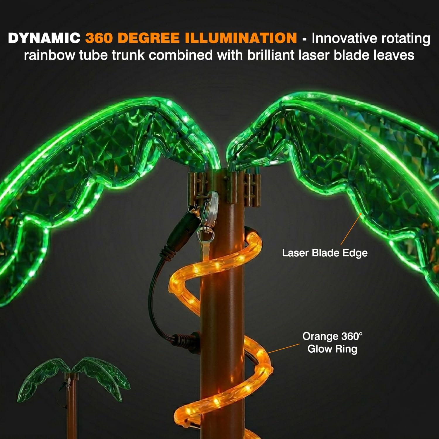 Deluxe 4.5ft LED Lighted Palm Trees for Outside Patio | easy assembly design, UV resistant, IP65 waterproof wires for commercial use, perfect for outside patio, pool, tropical party