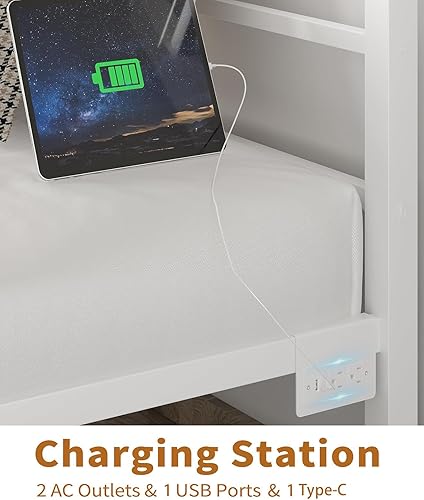 Miniatura 13 de Base de cama de tamaño individual con estación de carga y luces LED, marco de cama de metal con cabecero, cabecera tapizada negra con estantes de