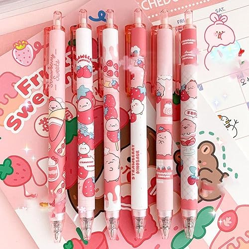 Dreamxue 6 bolígrafos de dibujos animados rosados bolígrafo kawaii lindo bolígrafo de 0020in bolígrafos de color para estudiantes regalos de