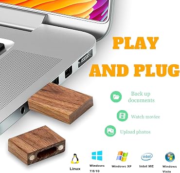 Wood USB Flash Drive with Wooden Gift Box TATMOHIK 32GB USB 3.0 Wedding Wood Flash Drive Box Walnut Wooden Thumb Drive for Keepsakes for Wedding/Birthday/Valentines Day