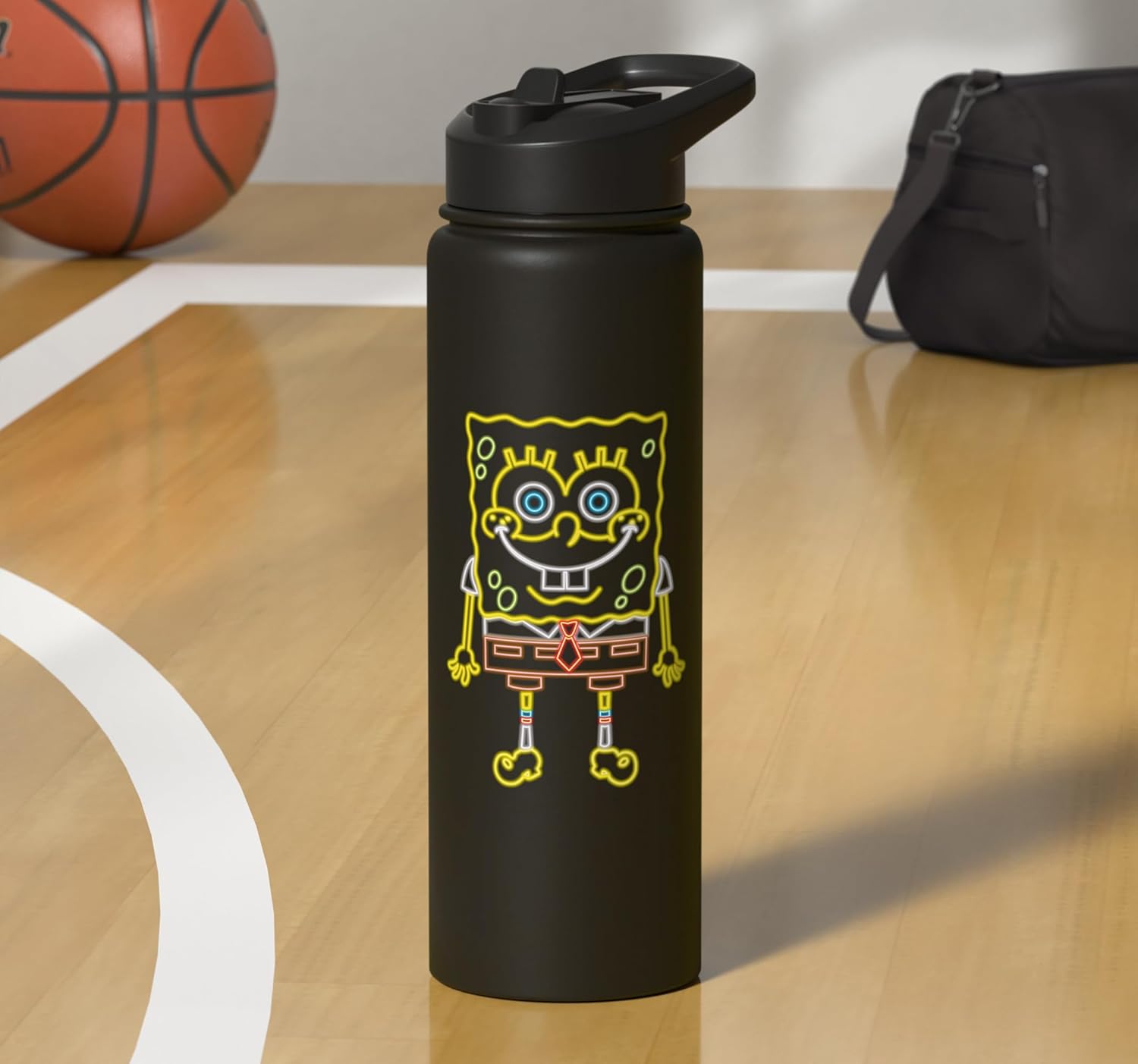 Neon SpongeBob SquarePants Stainless Steel Insulated Water Bottle