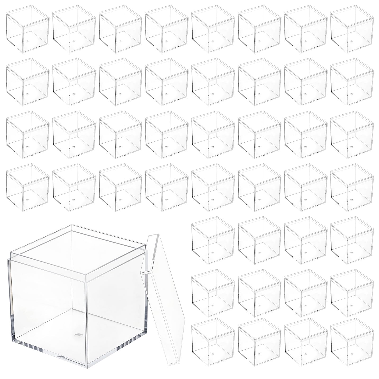 Photo 1 of Douaowoc Acrylic Box with Lid, 60 Pcs Clear Cube Display Box