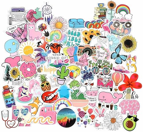 100 calcomanías lindas para botellas de agua para adultos mujeres adolescentes vinilo impermeable para laptop paquete estético calcomanías Vsco para