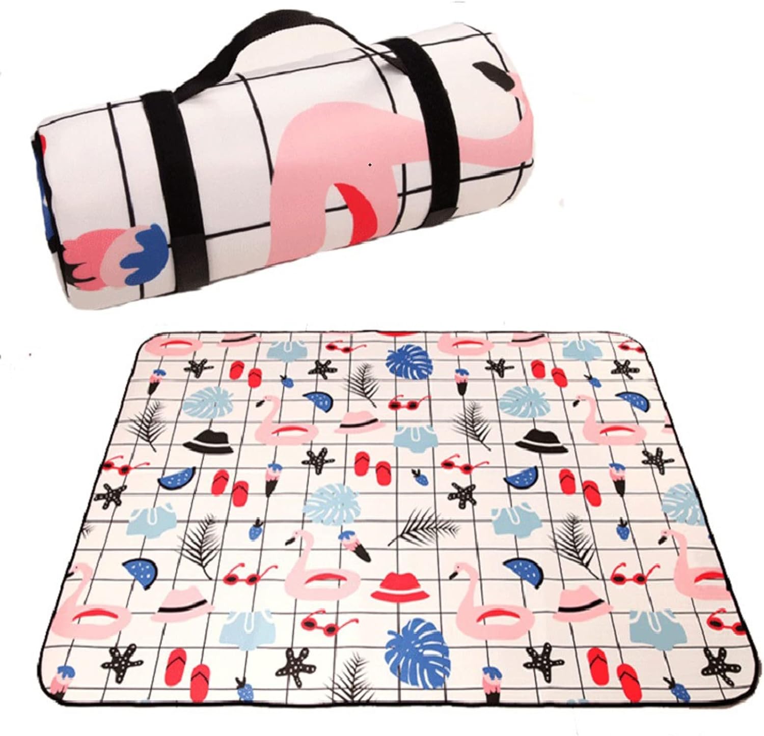 Beach Blankets Folding Camping Mat Wterproof Thickened Picnic Mat Beach Pad Playing Mat Tent Moistureproof Sleeping Blanket(Pink)