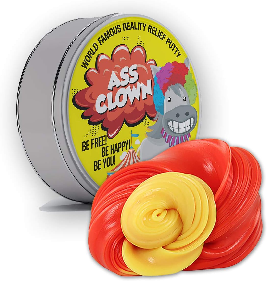 Ass Clown Stress Relief Putty - Heat Activated Funny Color Changing, Red and Yellow Therapy Putty