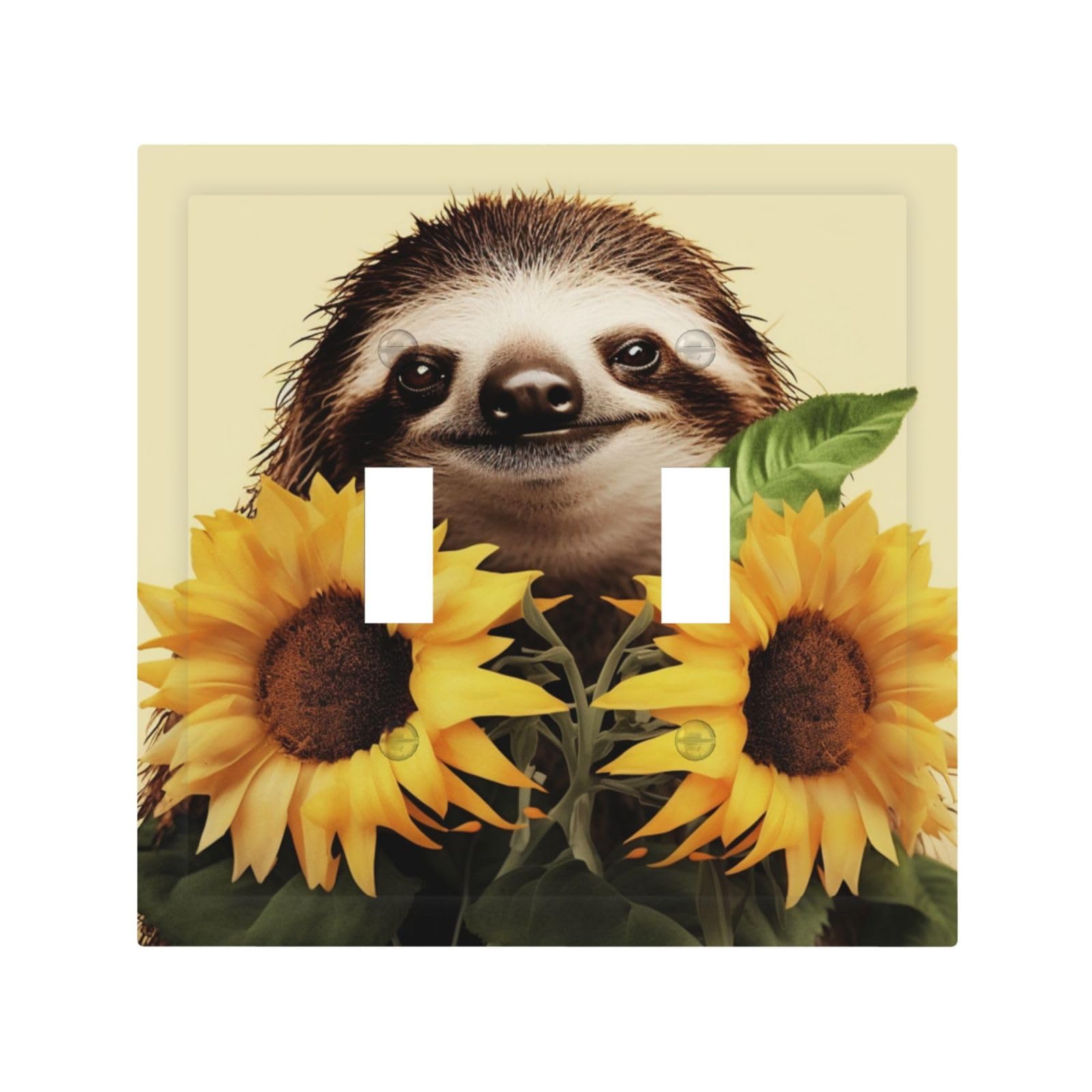 Decorator Double Toggle Light Switch Covers Sloth Sunflower Wall Plate 2-Gang Mid Size 5" x 4.9" Double Toggle Switch Wallplate Decorative 2 Gang Wall Switch Plate Covers
