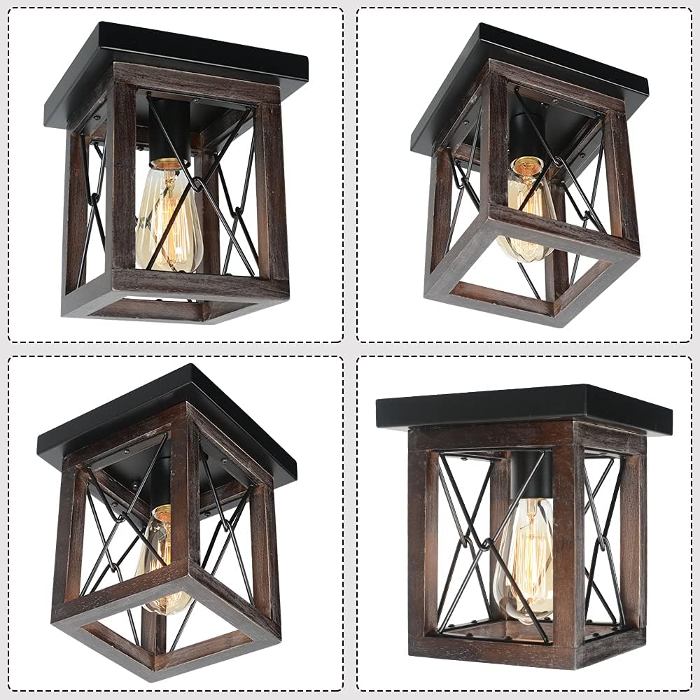 60% оƒƒ Dіѕсоunt Baiwaiz Mini Square Rustic Ceiling Light Fixture, 1-Light Black Metal and Wood Farmhouse Flush Mount Cage Light Industrial Small Close to Ceiling Lighting Edison E26 102 Bеѕt Sеllеr Baiwaiz Mini Square Rustic Ceiling Light Fixture, 1-Light Black Metal and Wood Farmhouse Flush Mount Cage Light Industrial Small Close to Ceiling Lighting Edison E26 102