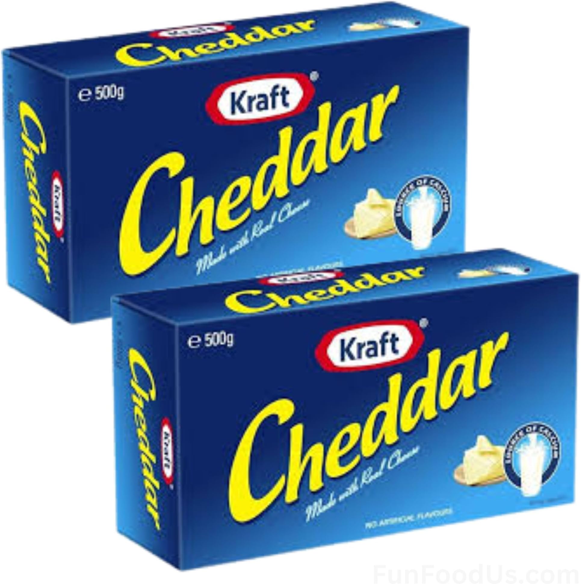 (Pack of 2 x 500g) Kraft Cheddar Cheese Made with Natural Cheese (Australia Made) 500 grams Block