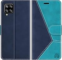 Vista 1 de Funda tipo cartera para Galaxy A42 5G - Bloqueo RFID, tarjetero, a prueba de golpes, piel sintética, función atril, tapa magnética, color azul