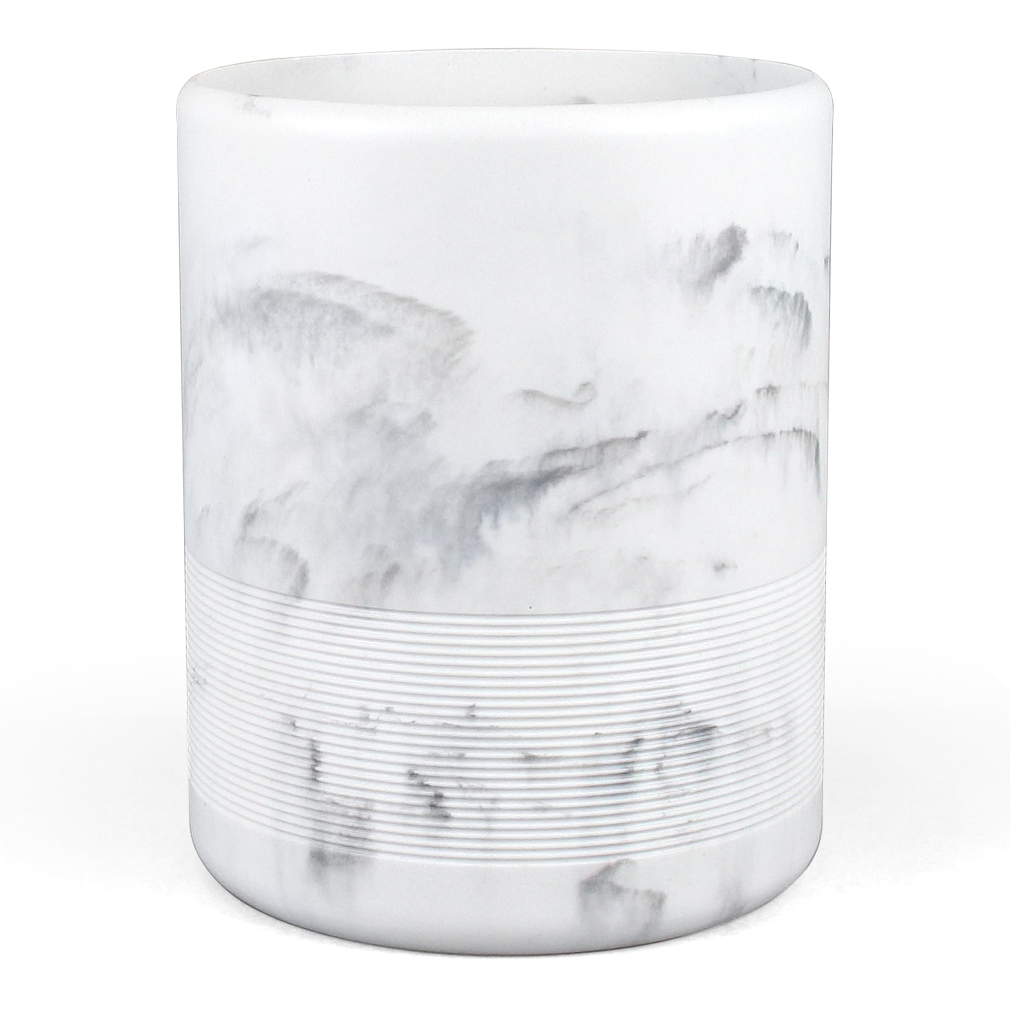Modern Resin Trash Can Bin Wastebasket for Bathroom Kitchen Office Home Marble White