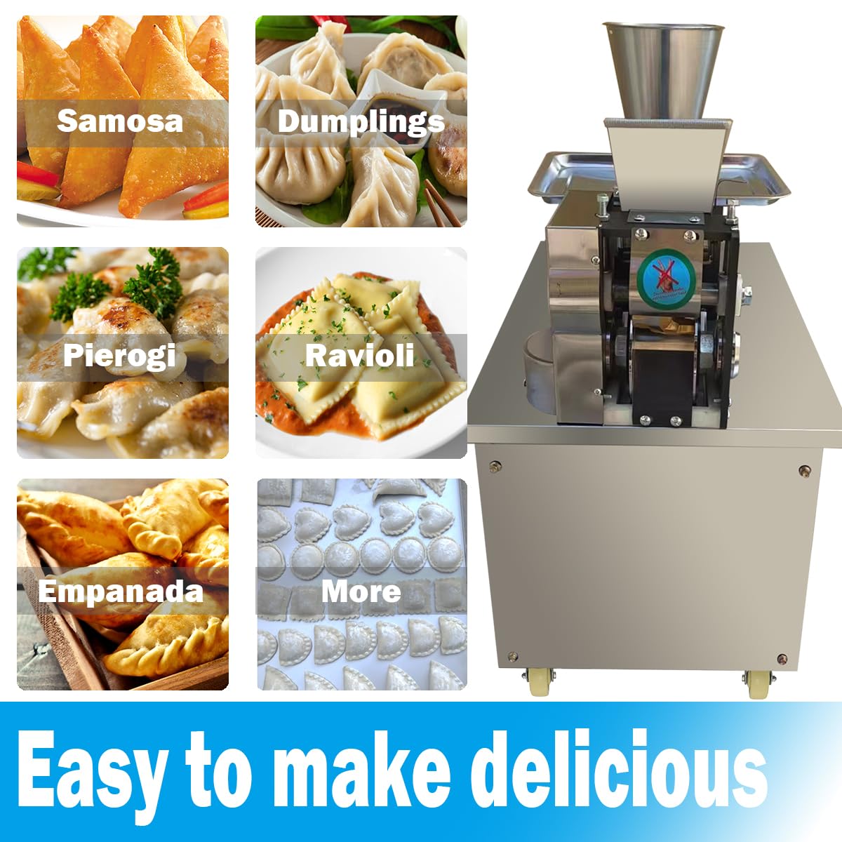 TXMACHINE® automatic dumpling machine 2.5KW dough speed adjusted pierogi/empanada/Spring roll/samosa maker machine custom dumpling weight (0.242 LB, 220V)