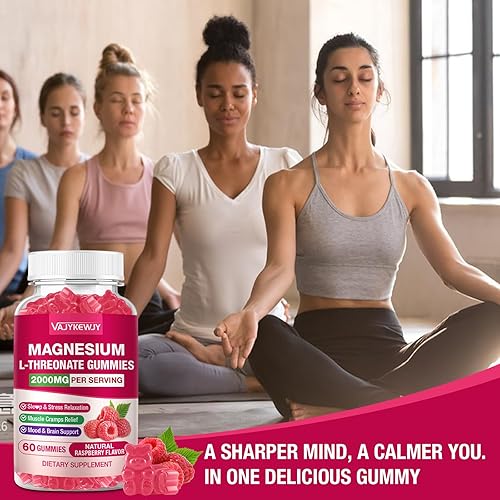 Miniatura 7 de Gomitas de magnesio L-treonato  2000 mg para el cerebro, los músculos y el sistema nervioso. Sabor de frambuesa sin azúcar, 120 unidades para niños