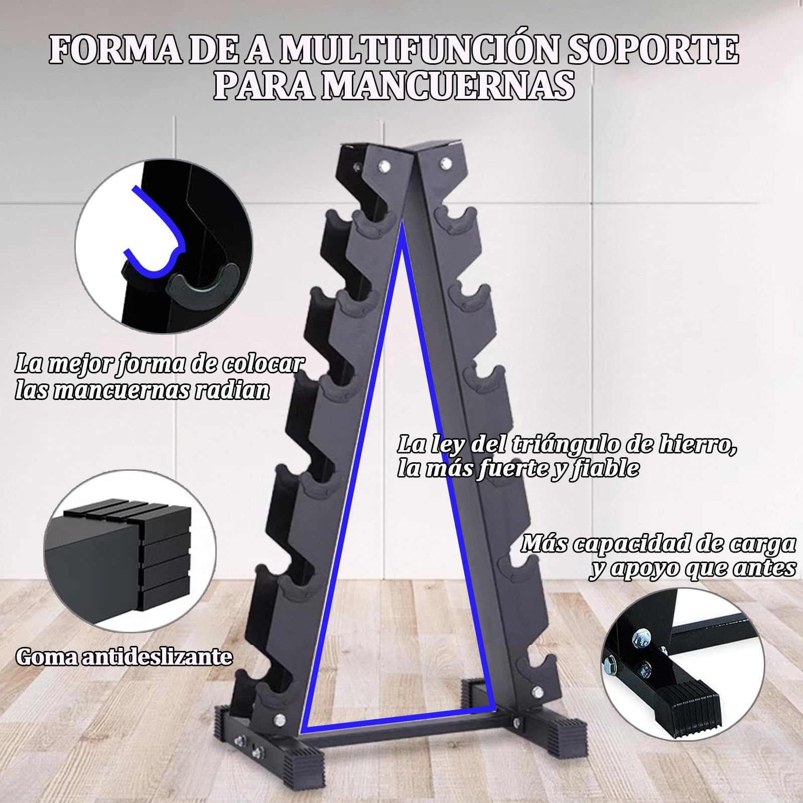 Soporte para Mancuernas,Estante para Mancuernasde 3 Niveles/6 Niveles/10 Niveles Soporte de Almacenamiento para Mancuernas Carga 300 kg,Negro