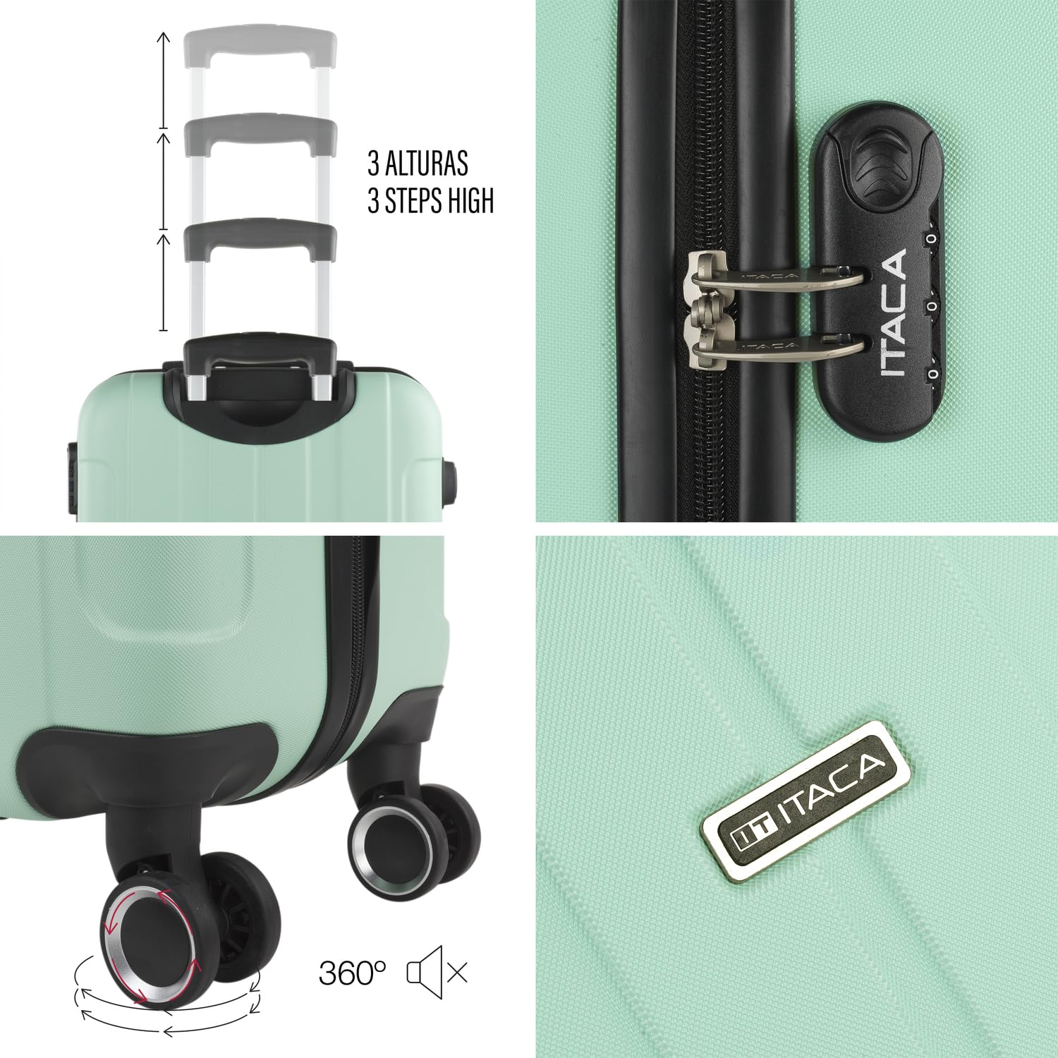 ITACA - Maletas Grandes De Viaje Rígidas Ligeras con 4 Doble Rueda 360° Maleta Grande 23 Kilos Alta Resistencia Maleta XL Duradera, Menta — view 7