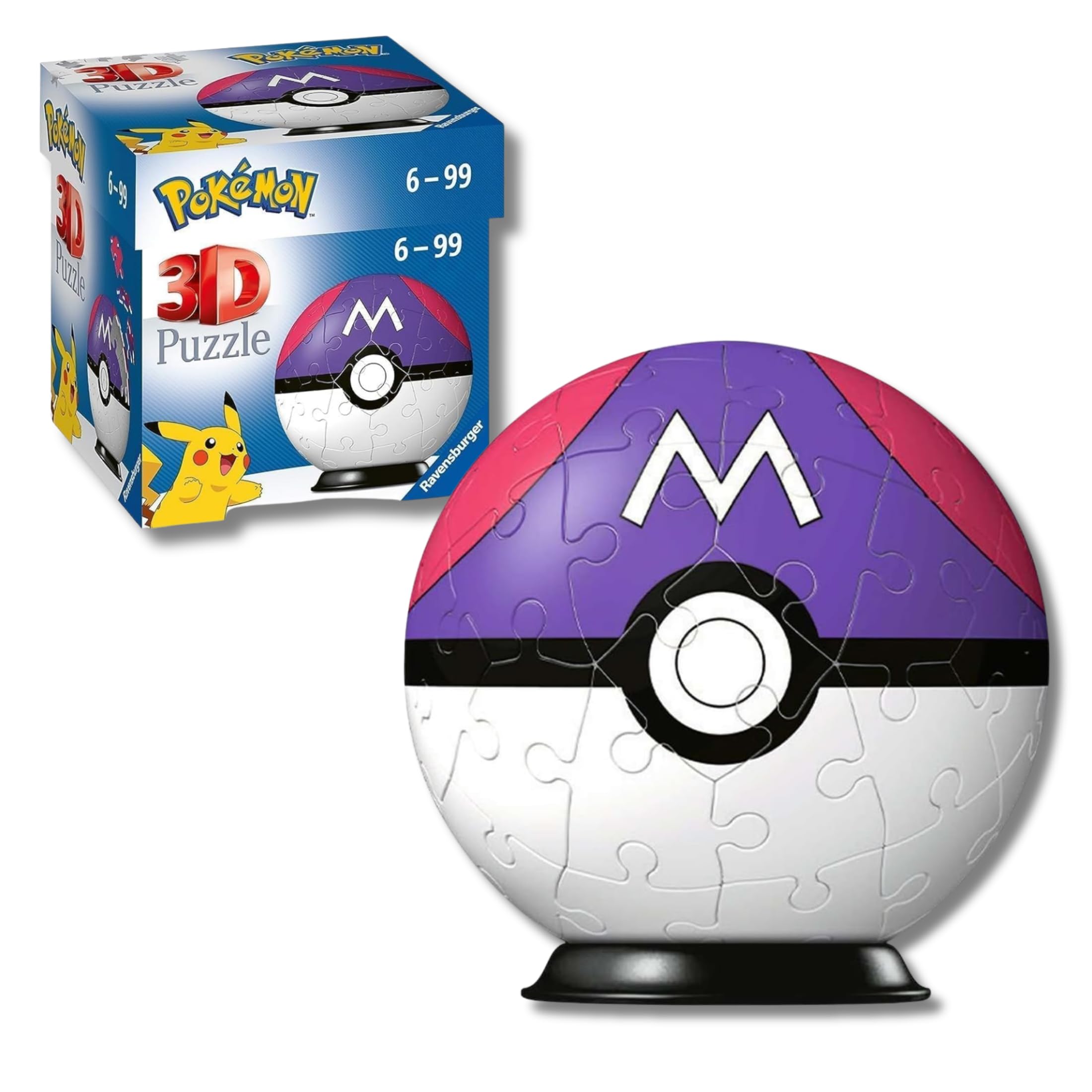 Ravensburger - Puzzle 3d Pokémon Masterball viola 54 pezzi, Puzzle 3d bambini 6 anni o più, Giochi bambini 6 anni, Collezione Pokemon, Giochi divertenti, Idee regalo