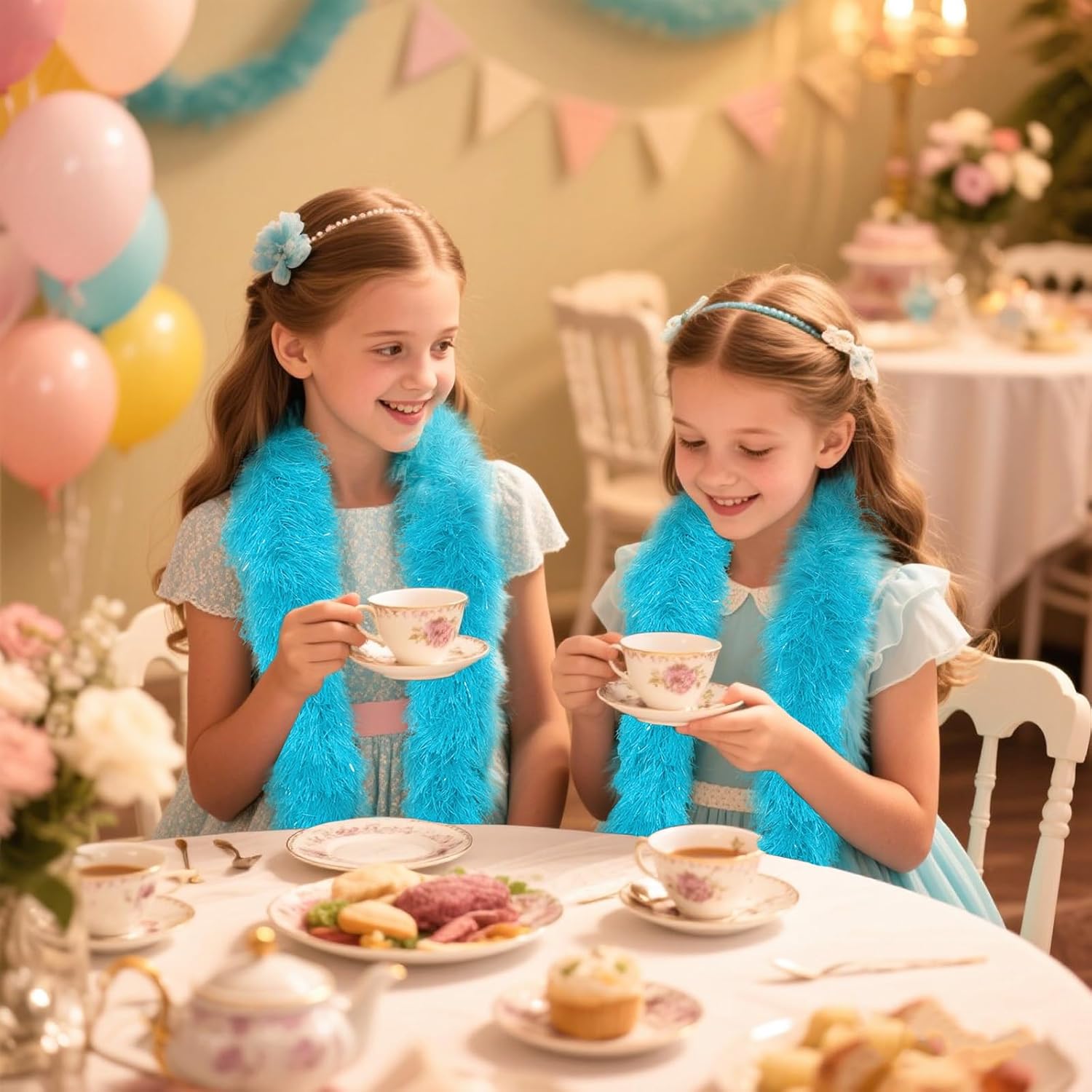 5 Ft 14Pcs Feather Boas and 14Pcs Heart Sunglasses Set Artificial Fluffy Boas for Party Bulk Women Bachelorette Party - Image 6