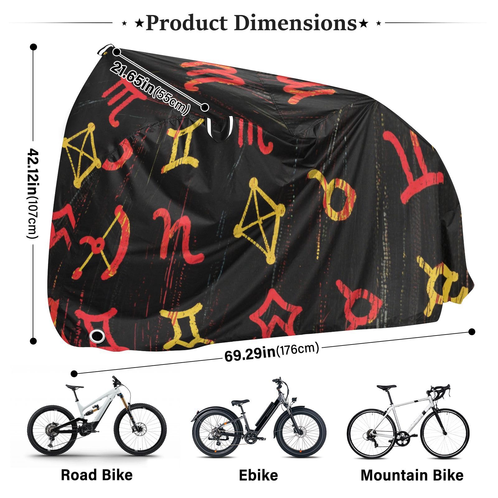 Housse de vélo imperméable avec trous de verrouillage pour intérieur et extérieur - Compatible avec la plupart des vélos d'extérieur - Rouge/noir