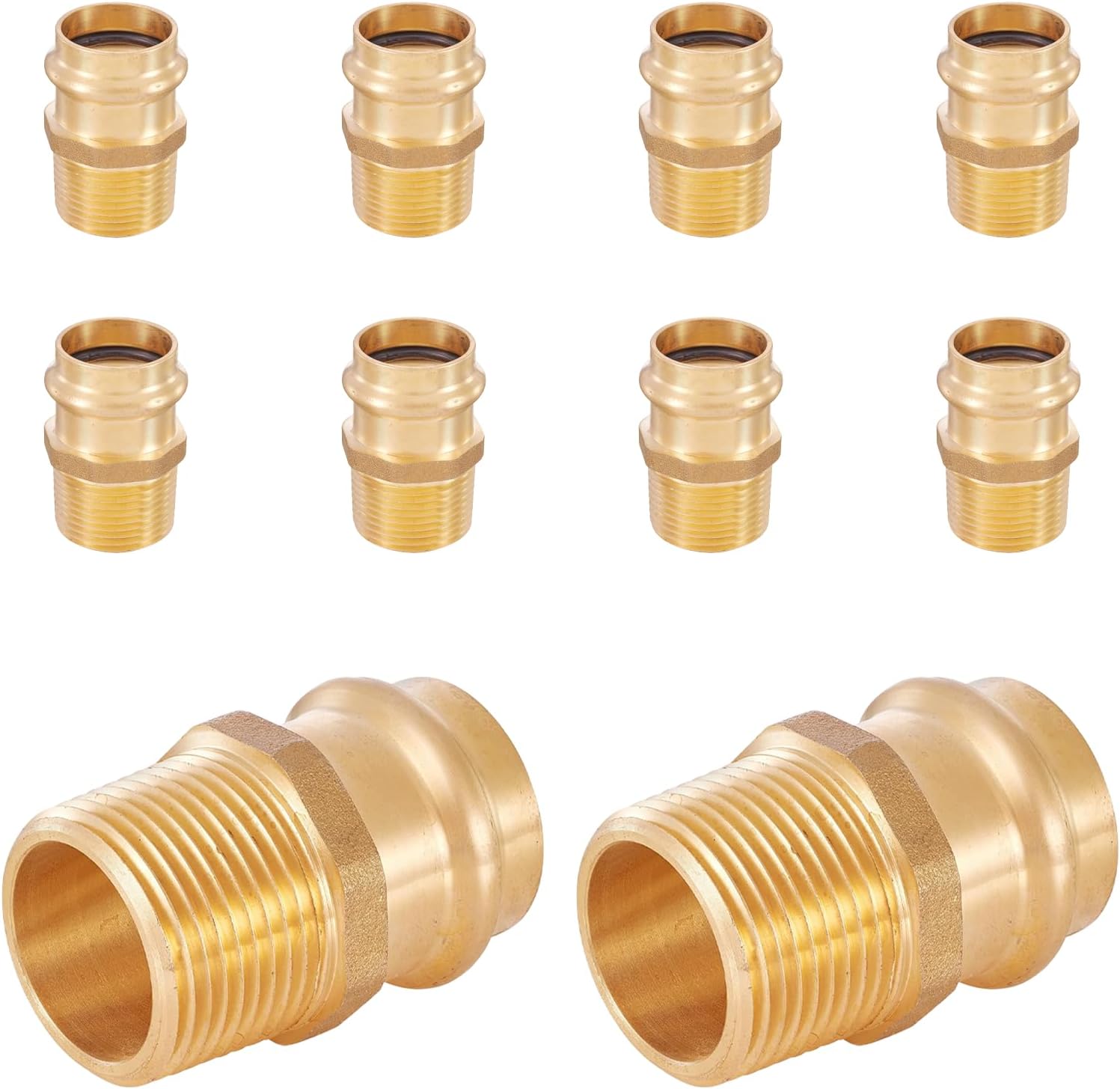 Copper Press Fittings Adapter,1/2" Press Fit x 1/2" Male NPT Threaded(LF Brass Material,10 PACK)(PEX1807348)