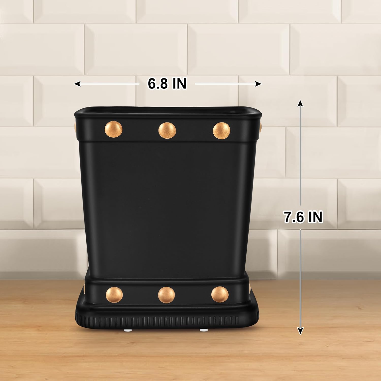 Vintage Kitchen Utensil Holder, Matte Black Ceramic Utensil Crock with Copper Rivet Design, Large Capacity Countertop Organizer for Spatula, Spoon, Fork